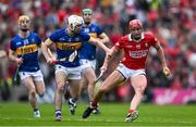 27 April 2025; Brian Hayes of Cork in action against Eoghan Connolly of Tipperary during the Munster GAA Hurling Senior Championship Round 2 match between Cork and Tipperary at SuperValu Páirc Uí Chaoimh in Cork. Photo by Brendan Moran/Sportsfile