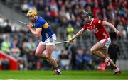 27 April 2025; Ronan Maher of Tipperary in action against Darragh Fitzgibbon of Cork during the Munster GAA Hurling Senior Championship Round 2 match between Cork and Tipperary at SuperValu Páirc Uí Chaoimh in Cork. Photo by Brendan Moran/Sportsfile
