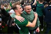 27 April 2025; Shane Walsh of Meath celebrates with a supporter after the Leinster GAA Football Senior Championship semi-final match between Dublin and Meath at Laois Hire O'Moore Park in Portlaoise, Laois. Photo by Ray McManus/Sportsfile