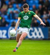 27 April 2025; Eoghan Frayne of Meath kicks a free during the Leinster GAA Football Senior Championship semi-final match between Dublin and Meath at Laois Hire O'Moore Park in Portlaoise, Laois. Photo by Ray McManus/Sportsfile