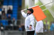 27 April 2025; An umpire waves the orange flag to indicate a two point score, for Meath, during the first half of the Leinster GAA Football Senior Championship semi-final match between Dublin and Meath at Laois Hire O'Moore Park in Portlaoise, Laois. Photo by Ray McManus/Sportsfile