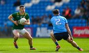 27 April 2025; Eoghan Frayne of Meath in action against David Byrne of Dublin during the Leinster GAA Football Senior Championship semi-final match between Dublin and Meath at Laois Hire O'Moore Park in Portlaoise, Laois. Photo by Ray McManus/Sportsfile