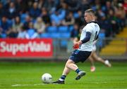 27 April 2025; Dublin goalkeeper Stephen Cluxton kicks out the ball, in the first half, during the Leinster GAA Football Senior Championship semi-final match between Dublin and Meath at Laois Hire O'Moore Park in Portlaoise, Laois. Photo by Ray McManus/Sportsfile