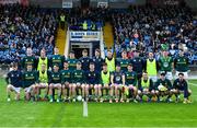 27 April 2025; The Meath squad before the Leinster GAA Football Senior Championship semi-final match between Dublin and Meath at Laois Hire O'Moore Park in Portlaoise, Laois. Photo by Ray McManus/Sportsfile