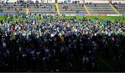 27 April 2025; Meath supporters on the pitch after the Leinster GAA Football Senior Championship semi-final match between Dublin and Meath at Laois Hire O'Moore Park in Portlaoise, Laois. Photo by Ray McManus/Sportsfile