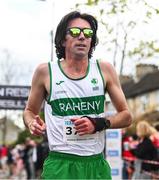 27 April 2025; Cillian O'Leary of Raheny Shamrock AC, Dublin, celebrates after finishing second in the men's 35+ event during the 123.ie National Road Relay Championships in Raheny, Dublin. Photo by Tyler Miller/Sportsfile