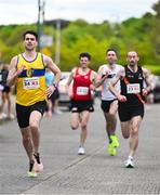 27 April 2025; David Carroll of Liffey Valley AC, Dublin, leads the field in the men's 35+ event during the 123.ie National Road Relay Championships in Raheny, Dublin. Photo by Tyler Miller/Sportsfile