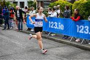 27 April 2025; Eimear Marie English of Dunboyne AC, Meath, competes in the women's masters event during the 123.ie National Road Relay Championships in Raheny, Dublin. Photo by Tyler Miller/Sportsfile