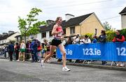 27 April 2025; Ann Marie Connellan of Ennis Track AC, Clare, competes in the women's masters event during the 123.ie National Road Relay Championships in Raheny, Dublin. Photo by Tyler Miller/Sportsfile