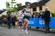 27 April 2025; Kate Crowley of Raheny Shamrock, AC, competes in the senior women's event during the 123.ie National Road Relay Championships in Raheny, Dublin. Photo by Tyler Miller/Sportsfile