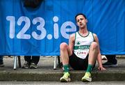 27 April 2025; Giovanni Salvatore of Raheny Shamrock AC, Dublin, after competing in the senior men's event during the 123.ie National Road Relay Championships in Raheny, Dublin. Photo by Tyler Miller/Sportsfile