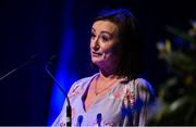27 April 2025; Bean an Tí Ríona Ní Loingsigh during the 2025 Scór Sinsear All-Ireland Finals at the TF Theatre in Castlebar, Mayo. Photo by Shauna Clinton/Sportsfile