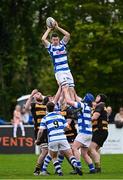 27 April 2025; Niall Dunne of Athy during the Bank of Ireland Provincial Towns Cup final match between Athy RFC and County Carlow FC at Forenaughts in Naas, Kildare. Photo by Seb Daly/Sportsfile