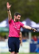 27 April 2025; Referee Ian Thompson during the Bank of Ireland Provincial Towns Cup final match between Athy RFC and County Carlow FC at Forenaughts in Naas, Kildare. Photo by Seb Daly/Sportsfile