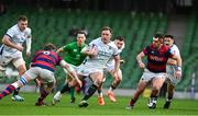 27 April 2025; Niall Kenneally of Cork Constitution is tackled by Callum Smith of Clontarf during the Energia All-Ireland League Men's Division 1A final match between Clontarf and Cork Constitution at the Aviva Stadium in Dublin. Photo by Matt Browne/Sportsfile