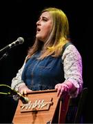 27 April 2025; Aoife Maguire representing Dublin and Leinster in the Amhránaíocht Aonair competition during the 2025 Scór Sinsear All-Ireland Finals at the TF Theatre in Castlebar, Mayo. Photo by Shauna Clinton/Sportsfile