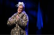 27 April 2025; Elaine Moore representing Cork and Munster in the Aithriseoireacht/ Scéalaíocht competition during the 2025 Scór Sinsear All-Ireland Finals at the TF Theatre in Castlebar, Mayo. Photo by Shauna Clinton/Sportsfile