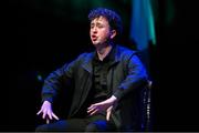 27 April 2025; Ethan McNea representing Mayo and Connacht in the Aithriseoireacht/ Scéalaíocht competition during the 2025 Scór Sinsear All-Ireland Finals at the TF Theatre in Castlebar, Mayo. Photo by Shauna Clinton/Sportsfile