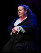 27 April 2025; Joanne Gillespie representing Armagh and Ulster in the Aithriseoireacht/ Scéalaíocht competition during the 2025 Scór Sinsear All-Ireland Finals at the TF Theatre in Castlebar, Mayo. Photo by Shauna Clinton/Sportsfile
