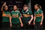 27 April 2025; The Naomh Muire, Achadh Gallan team, including Caitriona McAtarsney, Una McStravick, Oisin McStravick, Cliodhna McDonald, Ruairí Maginn, Caoimhe Maginn and Éadaoin Maginn, representing Antrim and Ulster in the Nuachleas competition during the 2025 Scór Sinsear All-Ireland Finals at the TF Theatre in Castlebar, Mayo. Photo by Shauna Clinton/Sportsfile