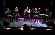 27 April 2025; The Tuaim Uí Mheára team, including Laura Carey, Geraldine Crowe, David Crowe, Mary Meagher and Michelle Connolly, representing Tipperary and Munster in the Ceol Uirlise competition during the 2025 Scór Sinsear All-Ireland Finals at the TF Theatre in Castlebar, Mayo. Photo by Shauna Clinton/Sportsfile