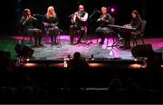 27 April 2025; The Tuaim Uí Mheára team, including Laura Carey, Geraldine Crowe, David Crowe, Mary Meagher and Michelle Connolly, representing Tipperary and Munster in the Ceol Uirlise competition during the 2025 Scór Sinsear All-Ireland Finals at the TF Theatre in Castlebar, Mayo. Photo by Shauna Clinton/Sportsfile