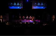 27 April 2025; The Droim Chliabh / Ros Ceite team, including Seán Carroll, Noelle Mitchell, Megan Duffy, Philip Duffy and Niamh McGloin, representing Sligo and Connacht in the Ceol Uirlise competition during the 2025 Scór Sinsear All-Ireland Finals at the TF Theatre in Castlebar, Mayo. Photo by Shauna Clinton/Sportsfile