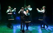 27 April 2025; The Cora Finne team, including Mike Furey, Francis Tyrell, Joseph O'Brien, Colin McDonagh, Mary Tyrell Higgins, Mary Murtagh, Sabrina Melvin and Sheila Lynch, representing Galway and Connacht in the Rince Seit competition during the 2025 Scór Sinsear All-Ireland Finals at the TF Theatre in Castlebar, Mayo. Photo by Shauna Clinton/Sportsfile