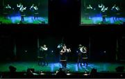 27 April 2025; The Cora Finne team, including Mike Furey, Francis Tyrell, Joseph O'Brien, Colin McDonagh, Mary Tyrell Higgins, Mary Murtagh, Sabrina Melvin and Sheila Lynch, representing Galway and Connacht in the Rince Seit competition during the 2025 Scór Sinsear All-Ireland Finals at the TF Theatre in Castlebar, Mayo. Photo by Shauna Clinton/Sportsfile