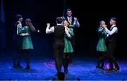 27 April 2025; The Gleann an Iolair team, including Tiegan Mullan, Sarah Canning, Aoife McIlvar, Meabh Boylan, Eunan Boylan, Fearghal Close, Donal Close and Ronan Close, representing Derry and Ulster in the Rince Seit competition during the 2025 Scór Sinsear All-Ireland Finals at the TF Theatre in Castlebar, Mayo. Photo by Shauna Clinton/Sportsfile