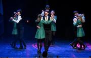 27 April 2025; The Gleann an Iolair team, including Tiegan Mullan, Sarah Canning, Aoife McIlvar, Meabh Boylan, Eunan Boylan, Fearghal Close, Donal Close and Ronan Close, representing Derry and Ulster in the Rince Seit competition during the 2025 Scór Sinsear All-Ireland Finals at the TF Theatre in Castlebar, Mayo. Photo by Shauna Clinton/Sportsfile