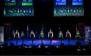 27 April 2025; The Gleann an Iolair team, including Tiegan Mullan, Sarah Canning, Aoife McIlvar, Meabh Boylan, Eunan Boylan, Fearghal Close, Donal Close and Ronan Close, representing Derry and Ulster in the Rince Seit competition during the 2025 Scór Sinsear All-Ireland Finals at the TF Theatre in Castlebar, Mayo. Photo by Shauna Clinton/Sportsfile