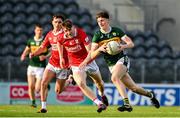 28 April 2025; Ben Murphy of Kerry in action against Matthew Woods of Cork during the Dalata Hotel Group Munster GAA Football U20 Championship final match between Cork and Kerry at SuperValu Páirc Ui Chaoimh in Cork. Photo by Matt Browne/Sportsfile