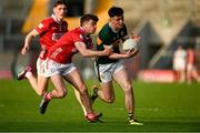 28 April 2025; Ronan Carroll of Kerry in action against Niall O'Shea of Cork during the Dalata Hotel Group Munster GAA Football U20 Championship final match between Cork and Kerry at SuperValu Páirc Ui Chaoimh in Cork. Photo by Matt Browne/Sportsfile