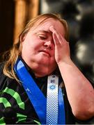 28 April 2025; Lucy Best of Team Ireland, a member of Skiability Northern Ireland, Balinderry, Antrim, speaking at the Team Ireland World Winter Games celebration at The Mansion House in Dublin. Photo by Tyler Miller/Sportsfile