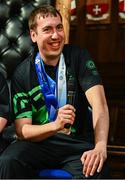 28 April 2025; Clive Healy of Team Ireland, a member of Waterford Special Olympics Club, Waterford City speaking at the Team Ireland World Winter Games celebration at The Mansion House in Dublin. Photo by Tyler Miller/Sportsfile