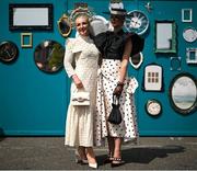 29 April 2025; Racegoers Lisa Walsh from Meath, left, and Genevieve Ryan from Roscommon on day one of the Punchestown Festival at Punchestown Racecourse in Kildare. Photo by David Fitzgerald/Sportsfile