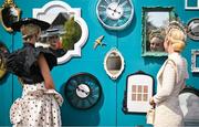 29 April 2025; Racegoers Lisa Walsh from Meath, right, and Genevieve Ryan from Roscommon on day one of the Punchestown Festival at Punchestown Racecourse in Kildare. Photo by David Fitzgerald/Sportsfile