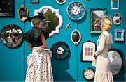 29 April 2025; Racegoers Lisa Walsh from Meath, right, and Genevieve Ryan from Roscommon on day one of the Punchestown Festival at Punchestown Racecourse in Kildare. Photo by David Fitzgerald/Sportsfile