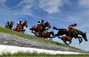 29 April 2025; Runners and riders jump Ruby's Double during The Kildare Hunt Club Cross Country Chase for the Ladies Perpetual Cup on day one of the Punchestown Festival at Punchestown Racecourse in Kildare. Photo by David Fitzgerald/Sportsfile