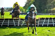 29 April 2025; Irancy, with Mark Walsh up, on their way to winning The KPMG Gr. 1 Champion Novice Hurdle on day one of the Punchestown Festival at Punchestown Racecourse in Kildare. Photo by David Fitzgerald/Sportsfile