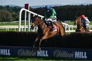 29 April 2025; Champ Kiely, with Danny Mullins up, clear the last ahead of Ballyburn, with Paul Townend up, on their way to winning The GR1 Dooley Insurance Group Champion Novice Chase during day one of the Punchestown Festival at Punchestown Racecourse in Kildare. Photo by David Fitzgerald/Sportsfile