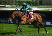 29 April 2025; Champ Kiely, with Danny Mullins up, on their way to winning The GR1 Dooley Insurance Group Champion Novice Chase during day one of the Punchestown Festival at Punchestown Racecourse in Kildare. Photo by David Fitzgerald/Sportsfile
