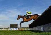 29 April 2025; Marine Nationale, with Sean Flanagan up, jumps the last on their way to winning The William Hill Champion Chase on day one of the Punchestown Festival at Punchestown Racecourse in Kildare. Photo by David Fitzgerald/Sportsfile
