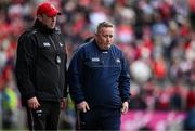 27 April 2025; Cork manager Pat Ryan, right and coach Donal O'Rourke during the Munster GAA Hurling Senior Championship Round 2 match between Cork and Tipperary at SuperValu Páirc Uí Chaoimh in Cork. Photo by Brendan Moran/Sportsfile