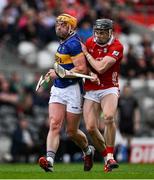 27 April 2025; Ronan Maher of Tipperary and Darragh Fitzgibbon of Cork during the Munster GAA Hurling Senior Championship Round 2 match between Cork and Tipperary at SuperValu Páirc Uí Chaoimh in Cork. Photo by Brendan Moran/Sportsfile