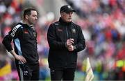 27 April 2025; Tipperary manager Liam Cahill, right, and head coach Michael Bevans during the Munster GAA Hurling Senior Championship Round 2 match between Cork and Tipperary at SuperValu Páirc Uí Chaoimh in Cork. Photo by Brendan Moran/Sportsfile