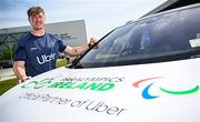30 April 2025; Paralympics Ireland and Uber have announced a new partnership to help provide direct financial assistance and access to Uber services for members of the Paralympics Ireland team. This comprehensive support package is designed to ensure that the athletes have access to transport to assist them to focus on their training and performance. The partnership was launched today at the Sport Ireland Campus in Dublin with the help of Minister of State with responsibility for Disability Hildegarde Naughton. Pictured at the launch on the Sport Ireland Campus is Paralympian Tiarnán O’Donnell. Photo by Seb Daly/Sportsfile