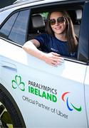30 April 2025; Paralympics Ireland and Uber have announced a new partnership to help provide direct financial assistance and access to Uber services for members of the Paralympics Ireland team. This comprehensive support package is designed to ensure that the athletes have access to transport to assist them to focus on their training and performance. The partnership was launched today at the Sport Ireland Campus in Dublin with the help of Minister of State with responsibility for Disability Hildegarde Naughton. Pictured at the launch on the Sport Ireland Campus is Paralympian Róisín Ní Riain. Photo by Seb Daly/Sportsfile