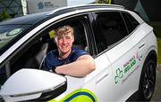 30 April 2025; Paralympics Ireland and Uber have announced a new partnership to help provide direct financial assistance and access to Uber services for members of the Paralympics Ireland team. This comprehensive support package is designed to ensure that the athletes have access to transport to assist them to focus on their training and performance. The partnership was launched today at the Sport Ireland Campus in Dublin with the help of Minister of State with responsibility for Disability Hildegarde Naughton. Pictured at the launch on the Sport Ireland Campus is Paralympian Tiarnán O’Donnell. Photo by Seb Daly/Sportsfile